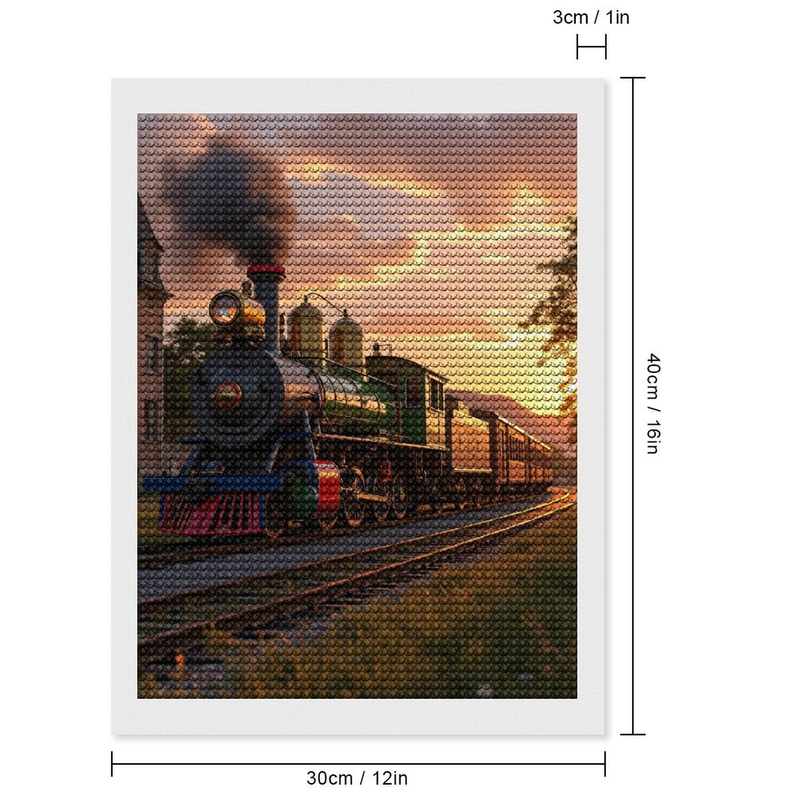 Diamond Art Kits for Adults, Train Sunset Railway Journey 5D Diamond Painting Kits for Adults Beginners, DIY Full Drill Diamond Painting, Gem Art and Crafts 12x16
