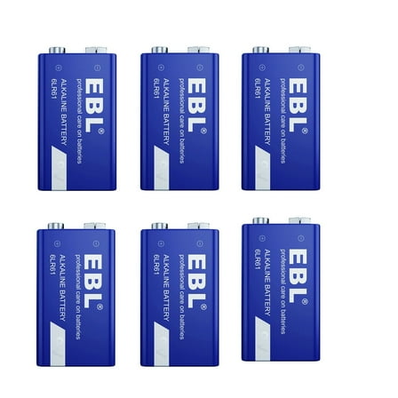 EBL Alkaline 9V Batteries, 6 Pack