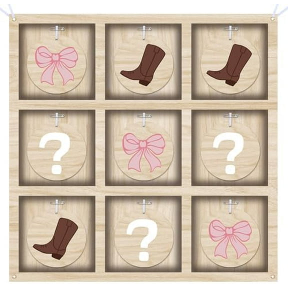 Boots or Bows Gender Reveal Tic  Toe Board Game for He or She Sign Gender Reveal Party Supplies Ideas for He or She Party Decorations Backdrop Kit$$Home Decor, Kitchen, & Other