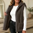 thumbnail image 4 of Winter Jacket Women Baeitkot Sleeveless Hooded Fleece Vest with Pockets for Winter Layering Daily Wear Brown M, 4 of 6