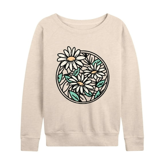 Instant Message - Wildflower Stained Glass Circle - Women's Lightweight French Terry Long Sleeve Shirt