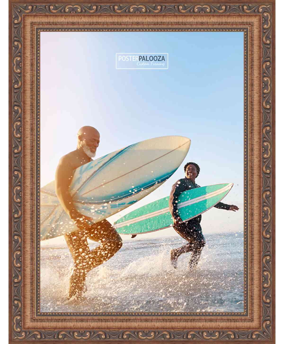 18x24 Antique Gold Bronze Wood Picture Frame - UV Acrylic, Foam Board Backing, Hanging Hardware