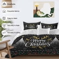 thumbnail image 3 of Merry Christmas Bedding Duvet Cover Set Full Size 4 Pieces Snowflakes Antlers Flower Winter Black Bedding Set with Zipper Closure, 1 Comforter Cover 86x86 Inches 1 Flat Sheet & 2 Pillow Cases, 3 of 7