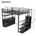 thumbnail image 2 of Full Size Loft Bed with Staircase and Wardrobe, Metal Full Loft Bed Frame with Storage Shelves and Lockers, No Box Spring Needed, Black, 2 of 9