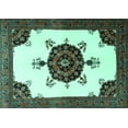 thumbnail image 1 of Ahgly Company Machine Washable Indoor Rectangle Medallion Turquoise Blue Traditional Area Rugs, 6' x 9', 1 of 4