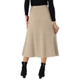 thumbnail image 3 of INSPIRE CHIC Women's Ribbed Knit A-Line Skirts Elastic High Waist Stretchy Sweater Midi Skirt M Khaki, 3 of 6