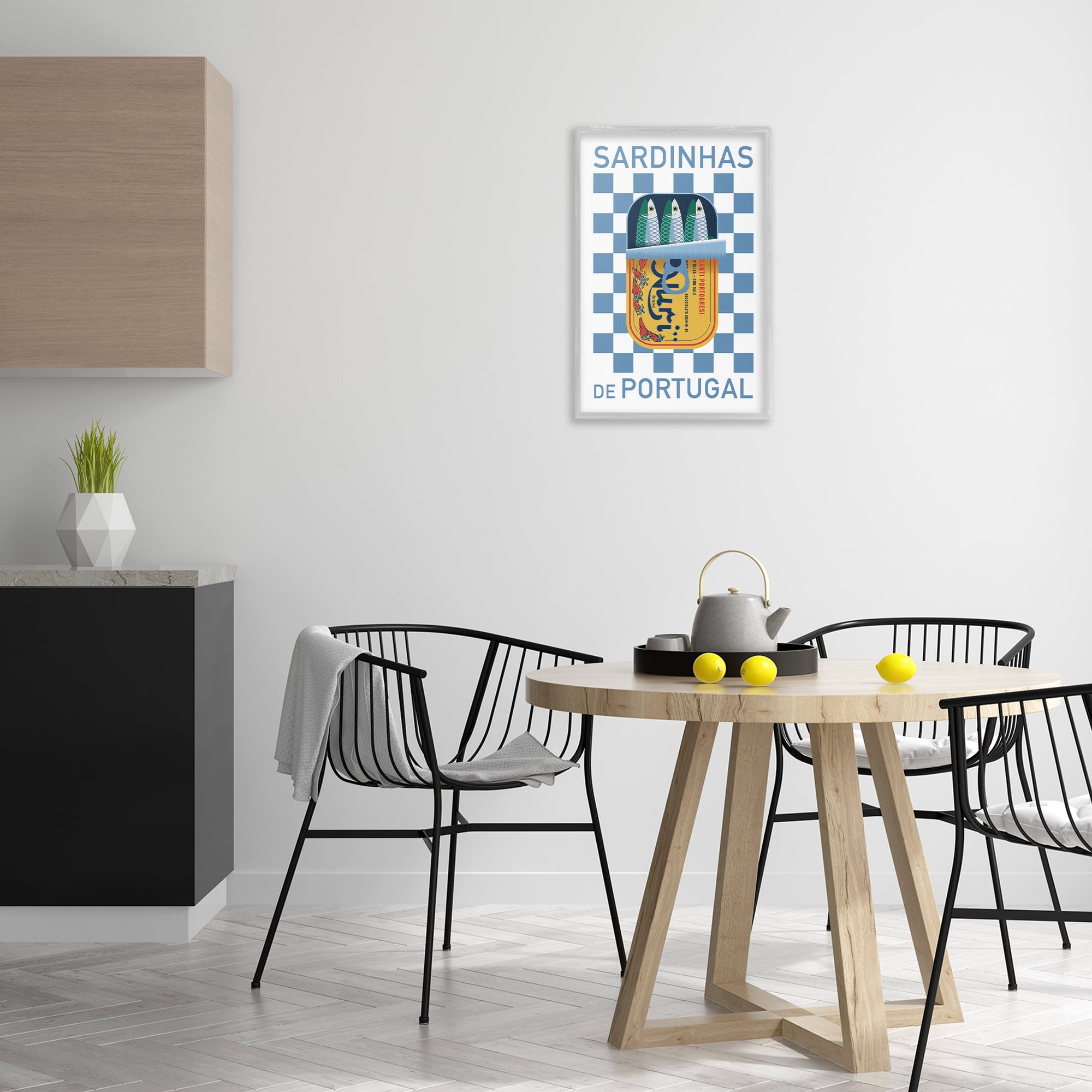 Stupell Industries Portuguese Sardines Can Food & Beverage Painting Gray Framed Art Print Wall Art, 16 x 24