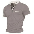 thumbnail image 2 of ALLLIST Summer Tops for Men V-Neck Gray Short Sleeve Solid with Pocket Quarter Zip T-Shirts Pullover Classic Tee for Men, 2 of 6