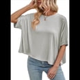 thumbnail image 3 of Camisetas de Verano 2025 para Mujer, Camisetas Lisas, Camisetas Holgadas de Gran Tamaño, Camisetas Básicas, Gris , Talla M, 3 of 6