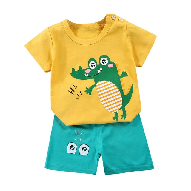 Birdeem Tout-Petits Enfants Bébés Garçons Filles Mode Mignon Manches Courtes Imprimé Chiot Ensemble Décontracté