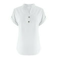thumbnail image 4 of iHengLiXing Tops for Women Plus Size Women's Fashion Solid Button Shirt Female V-Neck Loose T-shirt Blouse, 4 of 5
