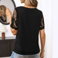 thumbnail image 5 of Mittory Casual V Neck T Shirts for Women Lace Short Sleeve Curved Hem Tops Loose Fit, 5 of 5