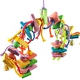 thumbnail image 2 of Vibrant Colorful Wooden Beads Parrot Chew Toy, Durable Gnawing Shredding Cage Accessory, Anti Feather Plucking Stress Relief Bird Toy for African Grey Amazon Medium Large Parrot Cage Play, 2 of 9