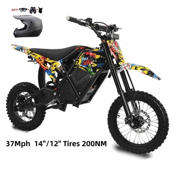 37MPH 3000W(Peak) Electric Dirt Bike for Teens & Adults,200NM Off-Road ebike dirt bicycles,48V23AH Removable Battery ,14"/12" Fat Tires, Hydraulic Brakes Mountain Trail Motorcycle