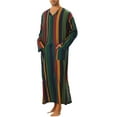 thumbnail image 2 of INSPIRE CHIC Men's Nightshirt Striped Long Sleeve Button Closure Two Pockets Sleepshirts XL Multicolor, 2 of 4