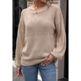 thumbnail image 5 of Round Neck Patterned Knit Sweater, Beige, Large, 5 of 5