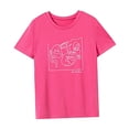 thumbnail image 4 of Camiseta para mujer de verano casual streetwear cuello redondo camiseta para camping vacaciones oficina Rosa Rosa, 4 of 7