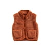Kiapeise Toddler Girls Boys Plush Vest V-Neck Zipper Jacket Coat Fall Winter Tank Outerwear Tops