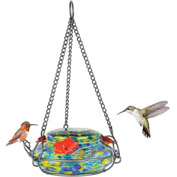Comedero para colibríes Nature's Way GHF7 de vidrio soplado a mano con LED