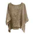 thumbnail image 2 of Women's Tops Short Sleeve V-Neck Plus Size Loose Ruffle Hem Cuffs Tee Top, 2 of 7