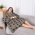 thumbnail image 5 of Oversized Wearable Blanket Hoodie,Gray Buffalo Geometric Pattern Sherpa Blanket Hoodie with Super Pockets,Super Warm Fuzzy Pullover for Women & Men, 5 of 6