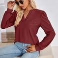 thumbnail image 6 of qolati Women's Dressy Casual Embroider Long Sleeve Shirts 2023 Elegant V Neck Puffy Sleeve Tunic T-Shirt Loose Fit Basic Going Out Work Tops, 6 of 6