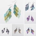 thumbnail image 4 of SmartBy Lady Colorful Multi Layers Hollow Leaf Elegant Hook Earrings Jewelry Decor, 4 of 8