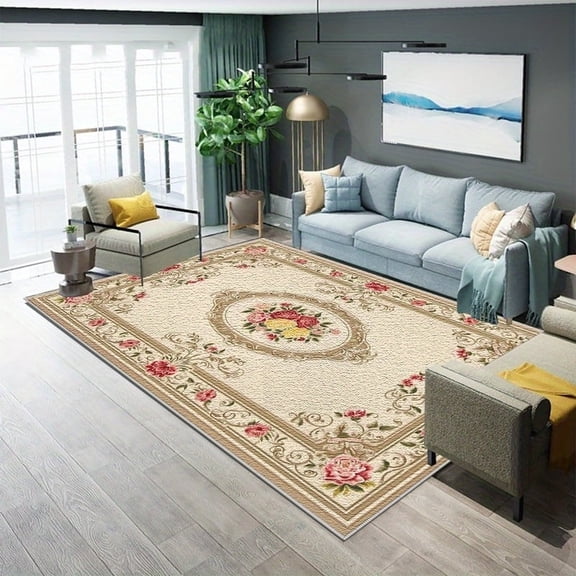 1PC Oriental Style Area Rug Local Rug, Lightweight Washable Easy-to-Tidy Carpet Mat Festival Gift, Suitable for Living Room, Bedroom, Dining Room, Office, Balcony, Room Accessories