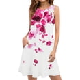 thumbnail image 2 of Ovzne Robes pour Femmes Robe Décontractée Ample d'Été Imprimée Sans Manches Col en V Ensemble Haut/chemise Robe pour Femmes Imprimée Liquidation, 2 of 7