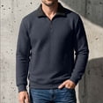 thumbnail image 2 of Mens Quarter Zip Pullover Sweatshirts for Men Diamond Quilted Collar Waffle Weave Sweatshirt Solid Color Casual Loose Fit Sweatshirt with Pockets, 2 of 8