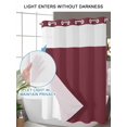 thumbnail image 6 of No Hook Shower Curtain with Snap-in Liner, Red Solid Color Waterproof Fabric Bathroom Curtains, Aesthetics Contemporary Luxury Bath Curtains & Mesh Top Window Stand Up Stall 36"x72", 6 of 9