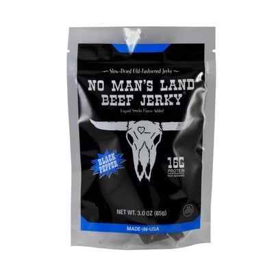 No Man's Land Jerky Beef Black Pepper 3 oz (Pack of 8)