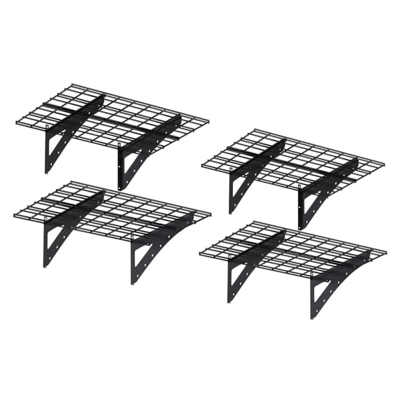 4-Pack Heavy Duty Wall Shelf, 23.6x35.4 Inch Wall Mounted Steel Shelves for Garage, Supermarket, or Pantry Storage, Black