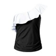 thumbnail image 5 of adviicd Womens One Shoulder Tankini Swim Tops Ruffle Quick Dry Bathing Suit Tops No Bottoms WH3, L, 5 of 6