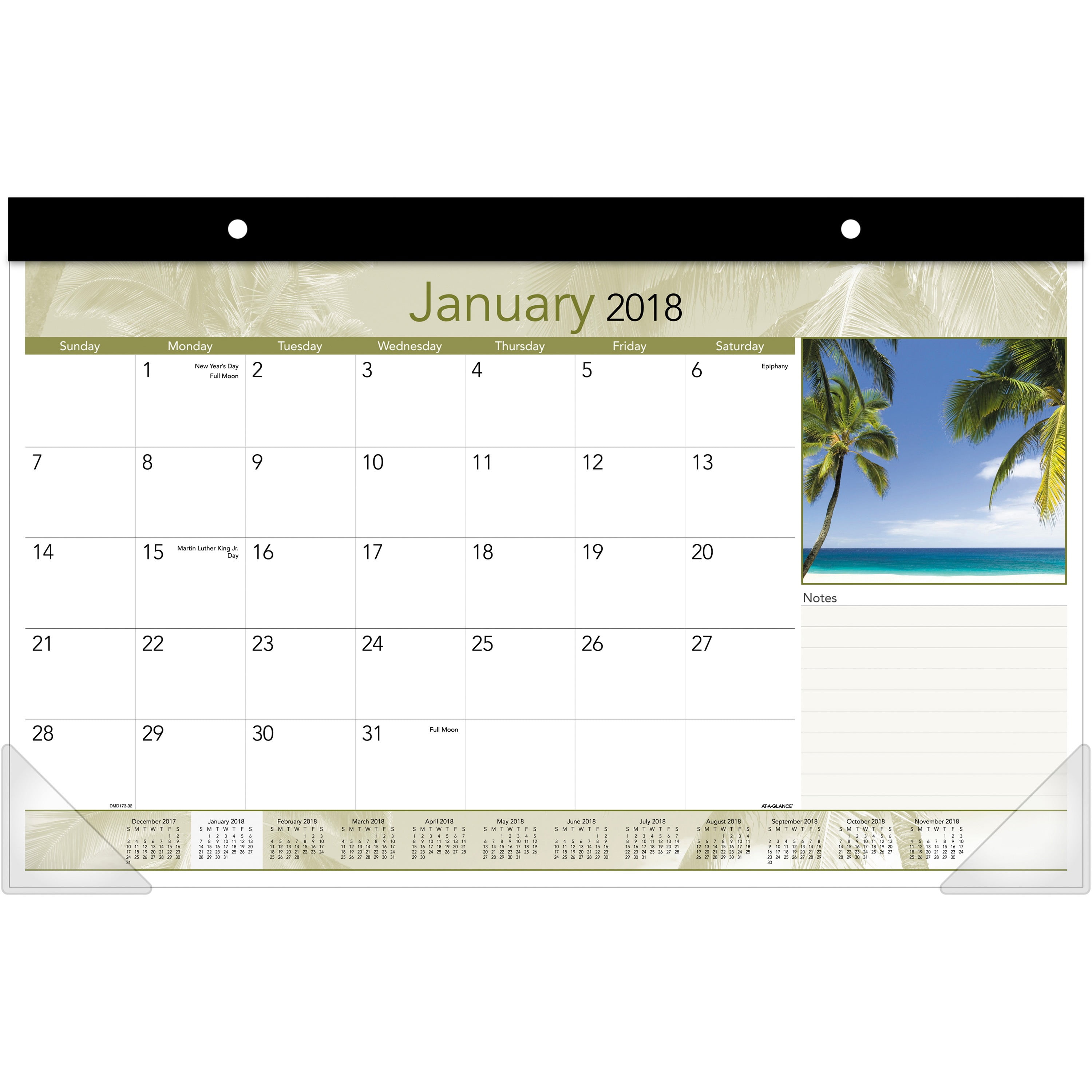 AtAGlance Tropical Design Compact Monthly Desk Pad