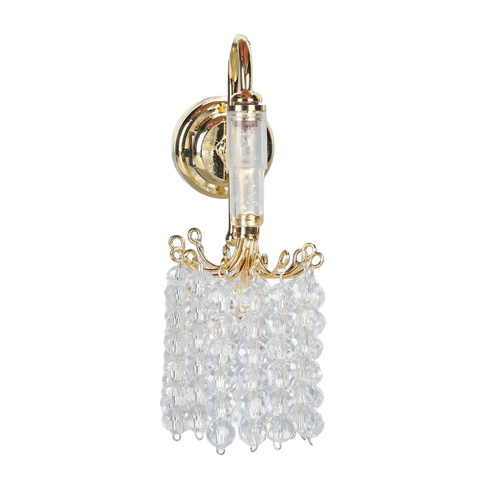 Lampe Murale à l'Échelle 1/12, Lampe de Maison de Poupée Dorée, Finition Soignée, Perles Acryliques, Batterie 130mAh pour Restaurant, Bureau