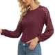 thumbnail image 5 of Blusa larga de mujer Nikou con cuello redondo y encaje manga larga, 5 of 7