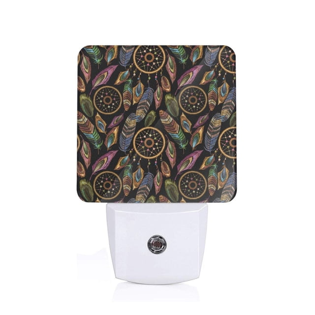 Fotbe Decorative Feathers Luz Nocturna LED, Luz de Noche con Sensor de Luz Natural de Anochecer a Amanecer, Se Enchufa a la Pared, Blanco Cálido 0.5W-US