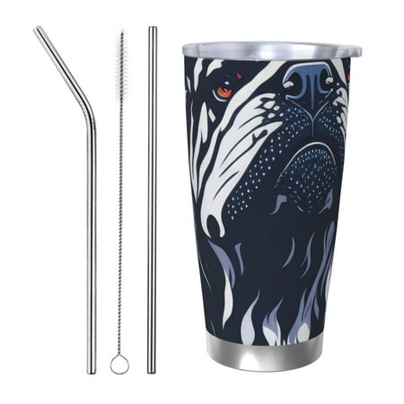 

Vsdgher Bulldog with Forest Flag 20 Oz Stainless Steel Vacuum Insulated Travel Mug Coffee Cup for Home Office Outdoor Works Great for Ice Drinks and Hot Beverage -Straw Three-piece Set