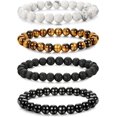 thumbnail image 1 of 4 piezas hombres mujeres cristal pulsera joyería piedra natural yoga pulsera cuentas ajustable 0.315 in, 1 of 5