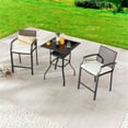 thumbnail image 2 of Patio Festival Metal 3-Piece Outdoor Dining Set in Brown/Beige/Black, 2 of 8