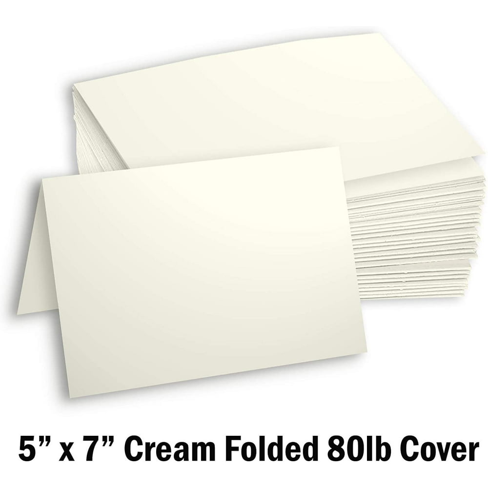 Hamilco Blank Greeting Cards 5x7 Folded Cream Card stock 80 lb Cover 100 Pack