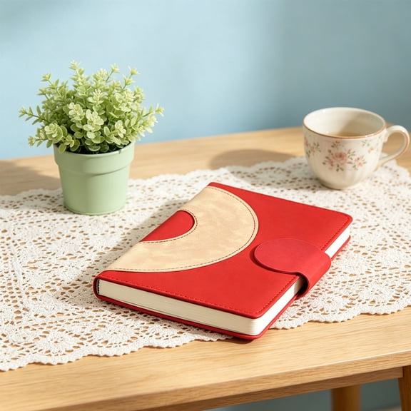 A5 Leather Journal Notebook 170 Pages Lined Notepad with Magnetic Closure Stationery Supplies - Red