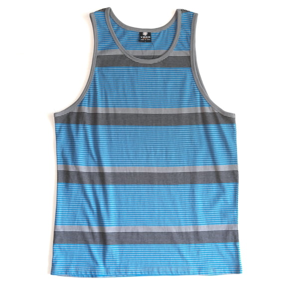 YAGO Men's Casual Striped Tank Top Shirt for Indoor & Outdoor (Blue-E45J) (S)
