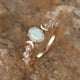 thumbnail image 5 of Oval White Opal Moon Ring Retro Luz Anillo Estilo Zirconia Ring, 5 of 5