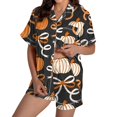 thumbnail image 2 of Summer Sales Womens Pajama Sets Funny Pumpkin Print Short Sleeve Button Top Loungewear Halloween Pajama Sets for Women 2 Piece, 2 of 4
