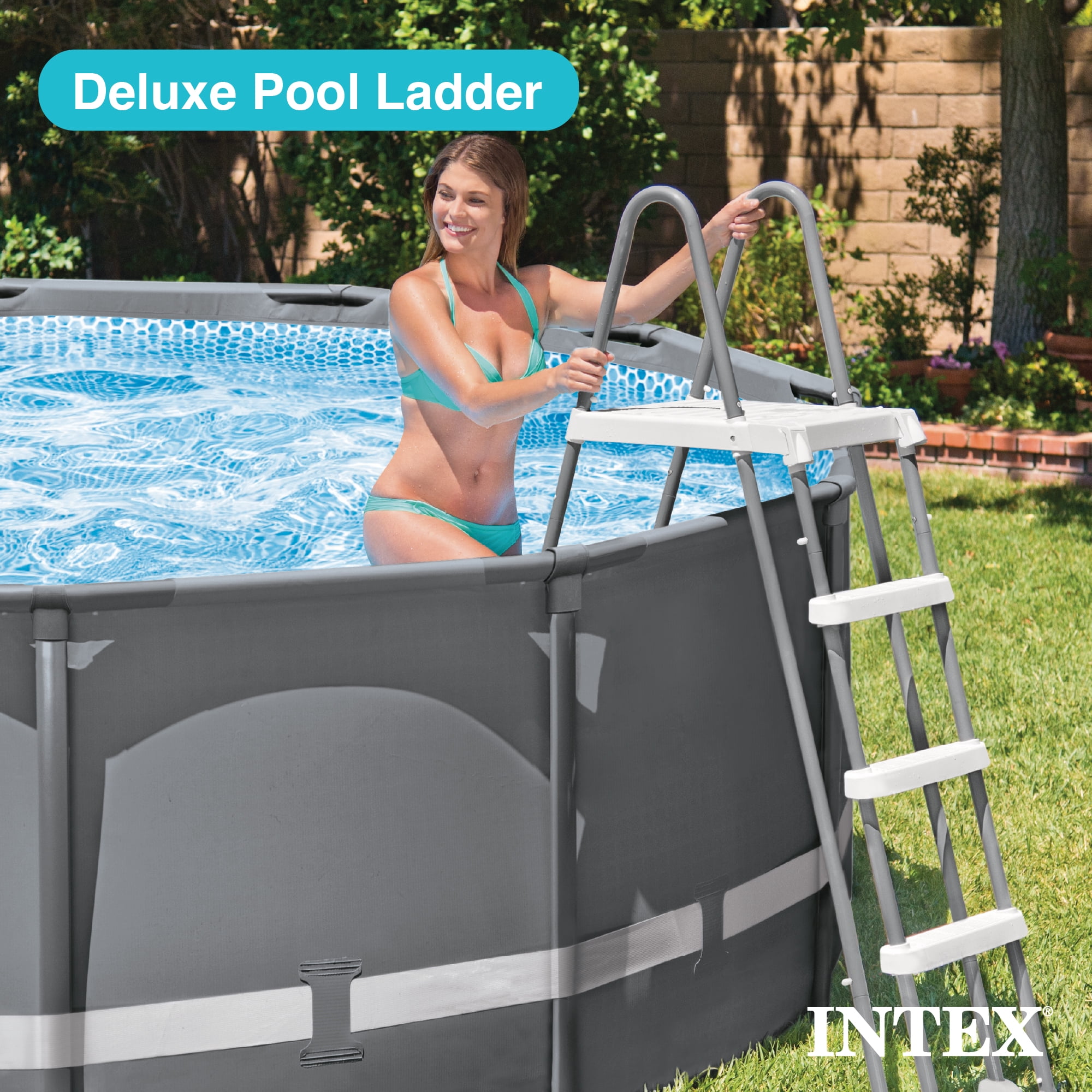 Intex 28076E Deluxe Pool Ladder with Removable Steps for 48 inch Depth Pools, 25.4 lbs