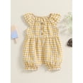 thumbnail image 2 of Suealasg Baby Girls 3-Pack Romper Bodysuit Fly Sleeve Round Neck Plaid Buttons Up Jumpsuits 3 6 12 18 Months Infant Girls Summer Casual Jumpsuits Clothes, 2 of 7