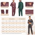 thumbnail image 2 of Aiyino Men's Silk Satin Pajama Set Striped Long Sleeve Button Down Classic Sleepwear Loungewear with Front Pocket, 2 of 8