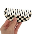 thumbnail image 3 of Unique Bargains 1 Pc Semicircle Retro Checkerboard Hair Comb Black White Acetate Sheet, 3 of 5